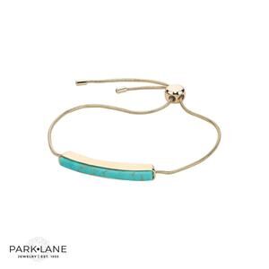 Park Lane KAI Goldtone Adjustable Slide Faux Turquoise Bar Bracelet Goldtone
